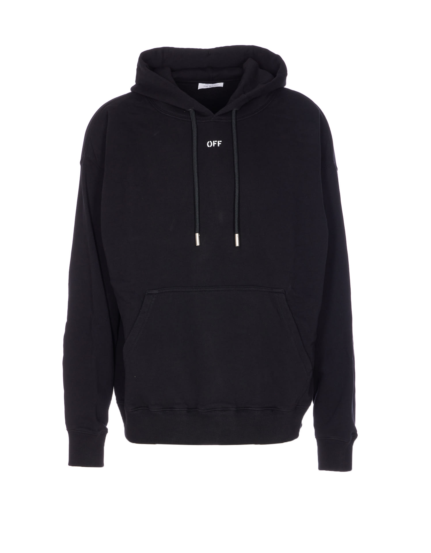Off-white Hooded Sweater Kangaroo Pocket In Black