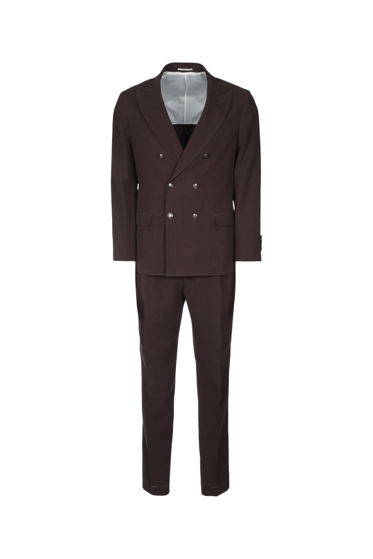 Brunello Cucinelli Long-sleeved Suit In Brown