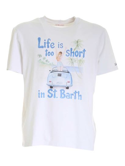 MC2 Saint Barth Life Is Too Short Print T-shirt In White