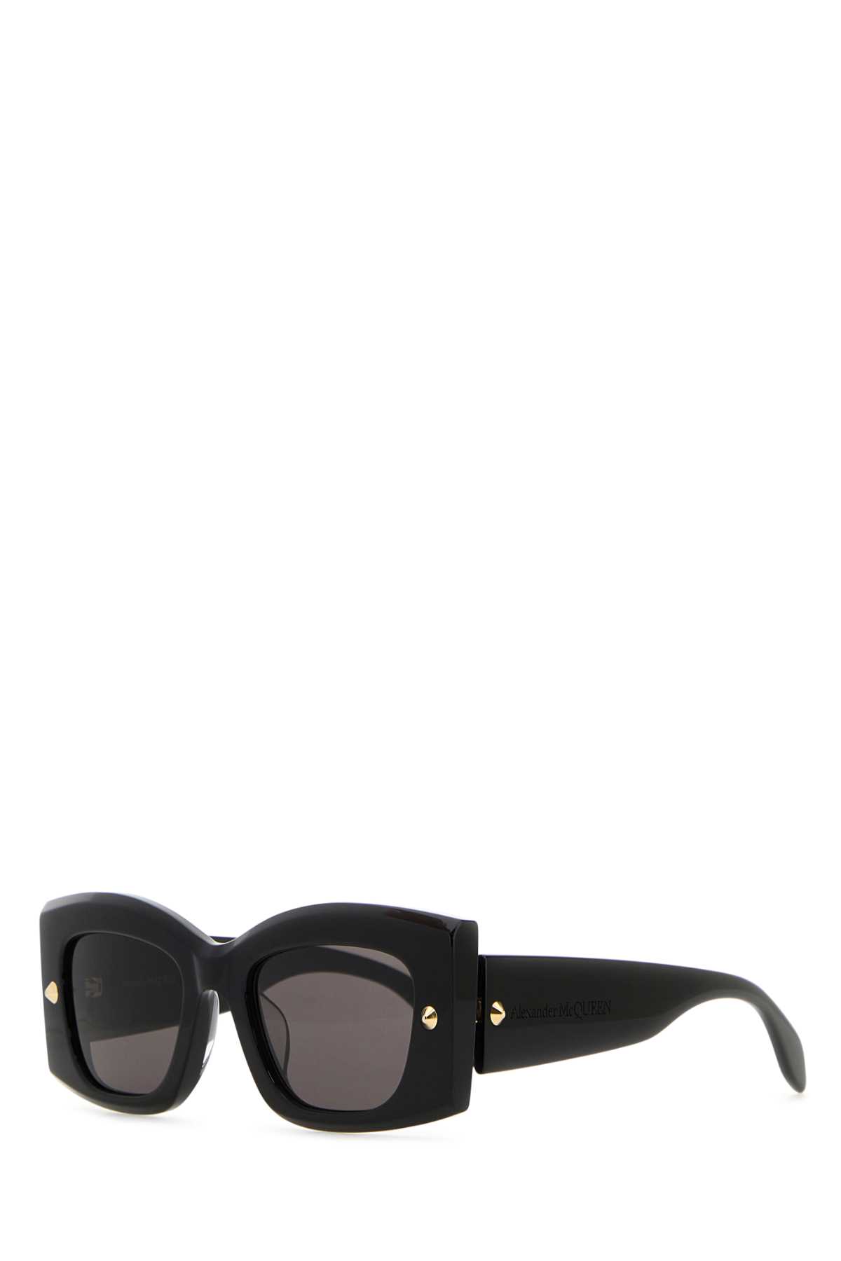 Shop Alexander Mcqueen Black Acetate Sunglasses In Blackblacksmoke