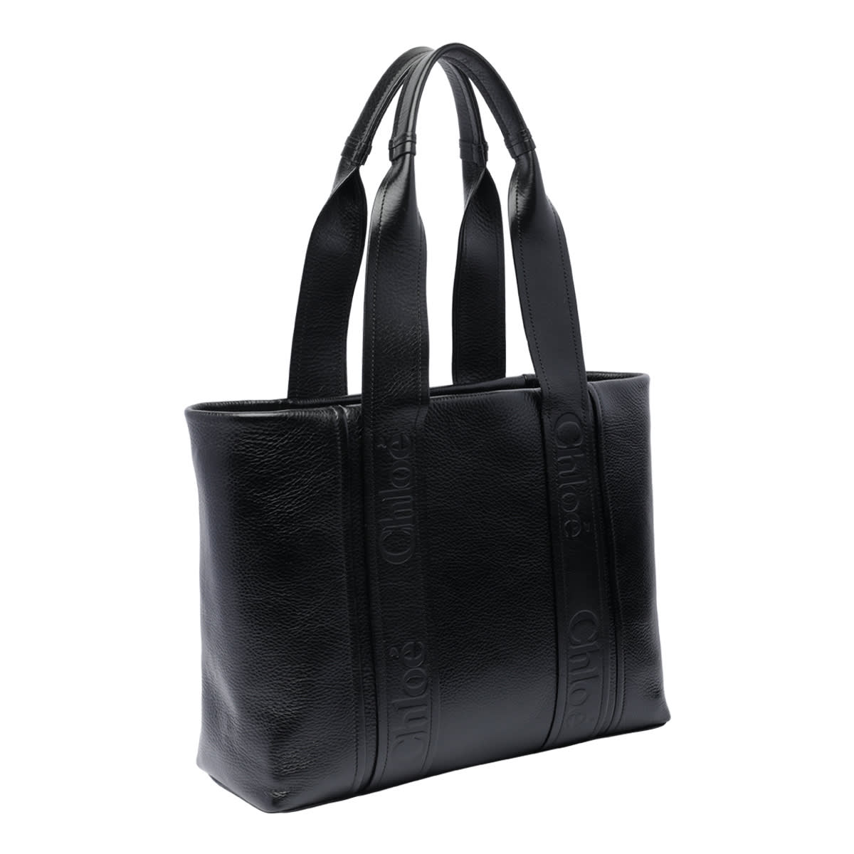 Shop Chloé Woody Medium Tote Bag In Black