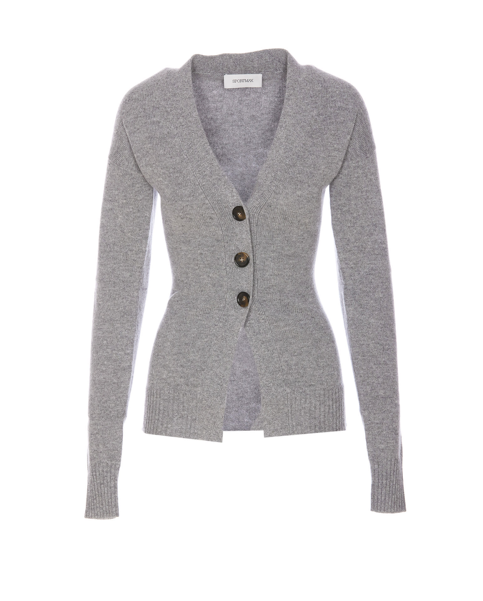 Shop Sportmax V-neck Buttoned Cardigan In Grey