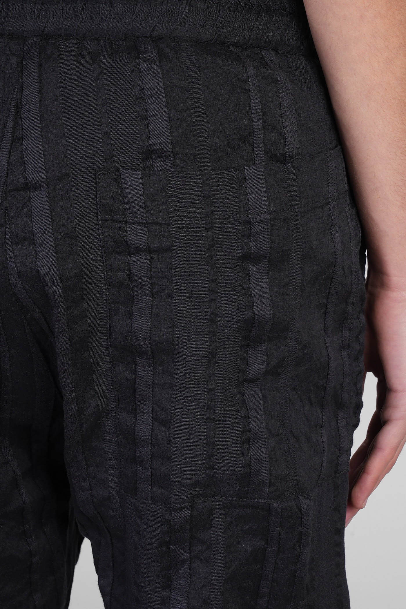 Shop Barena Venezia Bativoga Pants In Black Linen