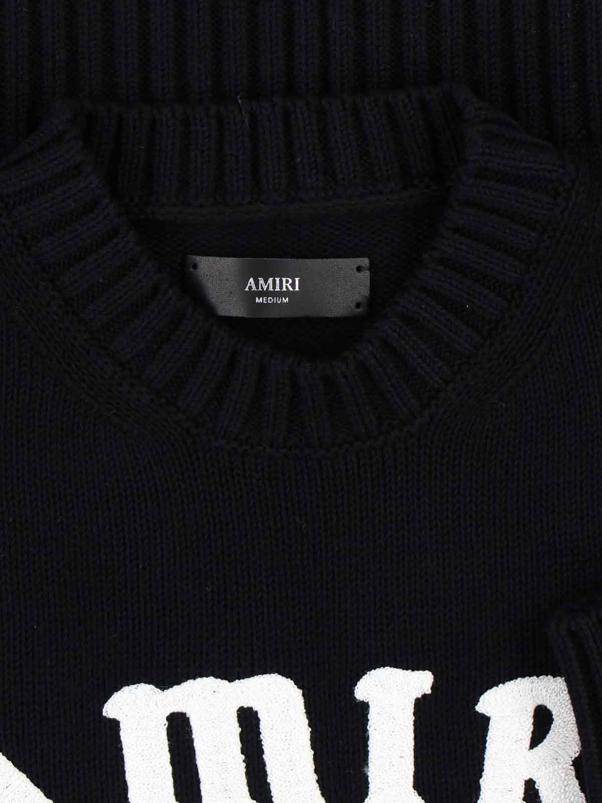 Amiri Black Sweater With Maxi Logo Lettering On The Front In Black