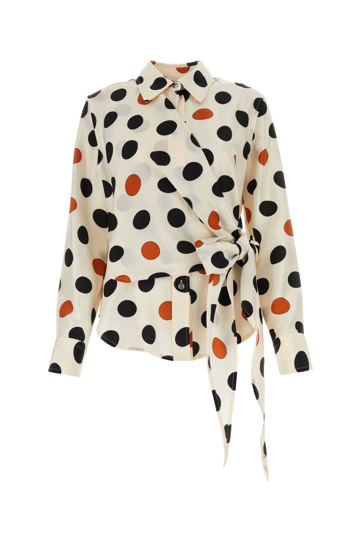 Shop Bottega Veneta Printed Silk Shirt In Creamblackrust