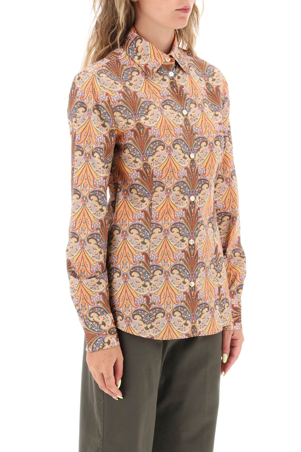 Shop Etro Slim Fit Shirt With Paisley Pattern In Multi