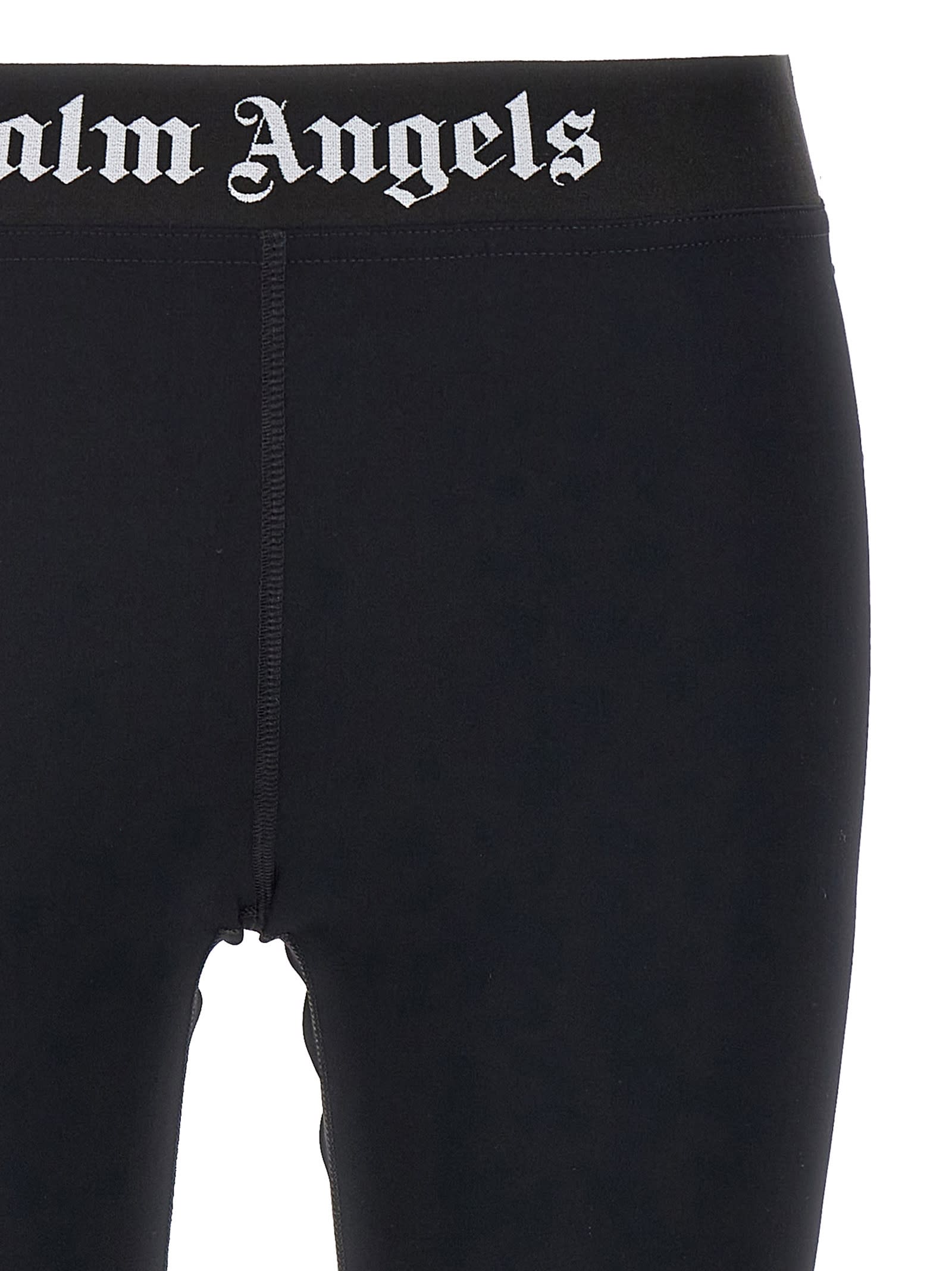 Palm Angels Sporty Leggings With Branded Stripe In Black