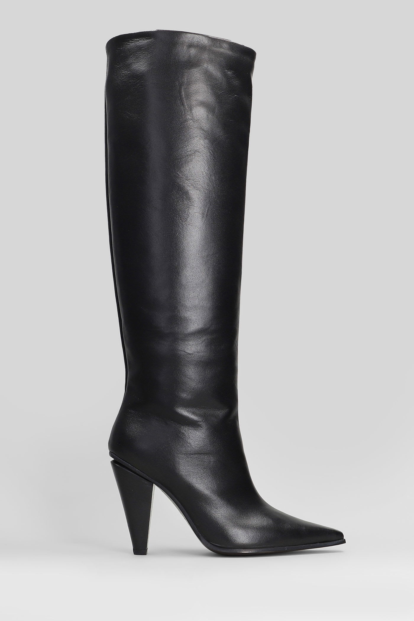 Roberto Festa Uriel High Heels Boots In Black Leather In Black