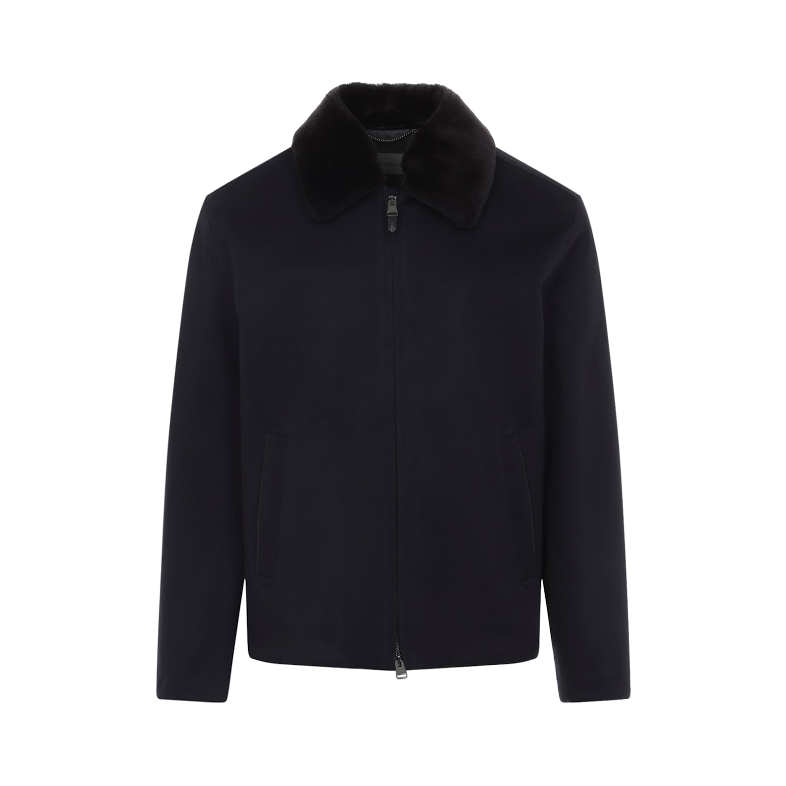 Canali Coach Jacket With Colar Shirling In Black