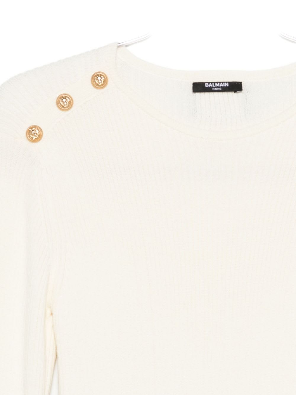 Balmain Kids Dress With Bell Sleeves And Buttons In Neutral