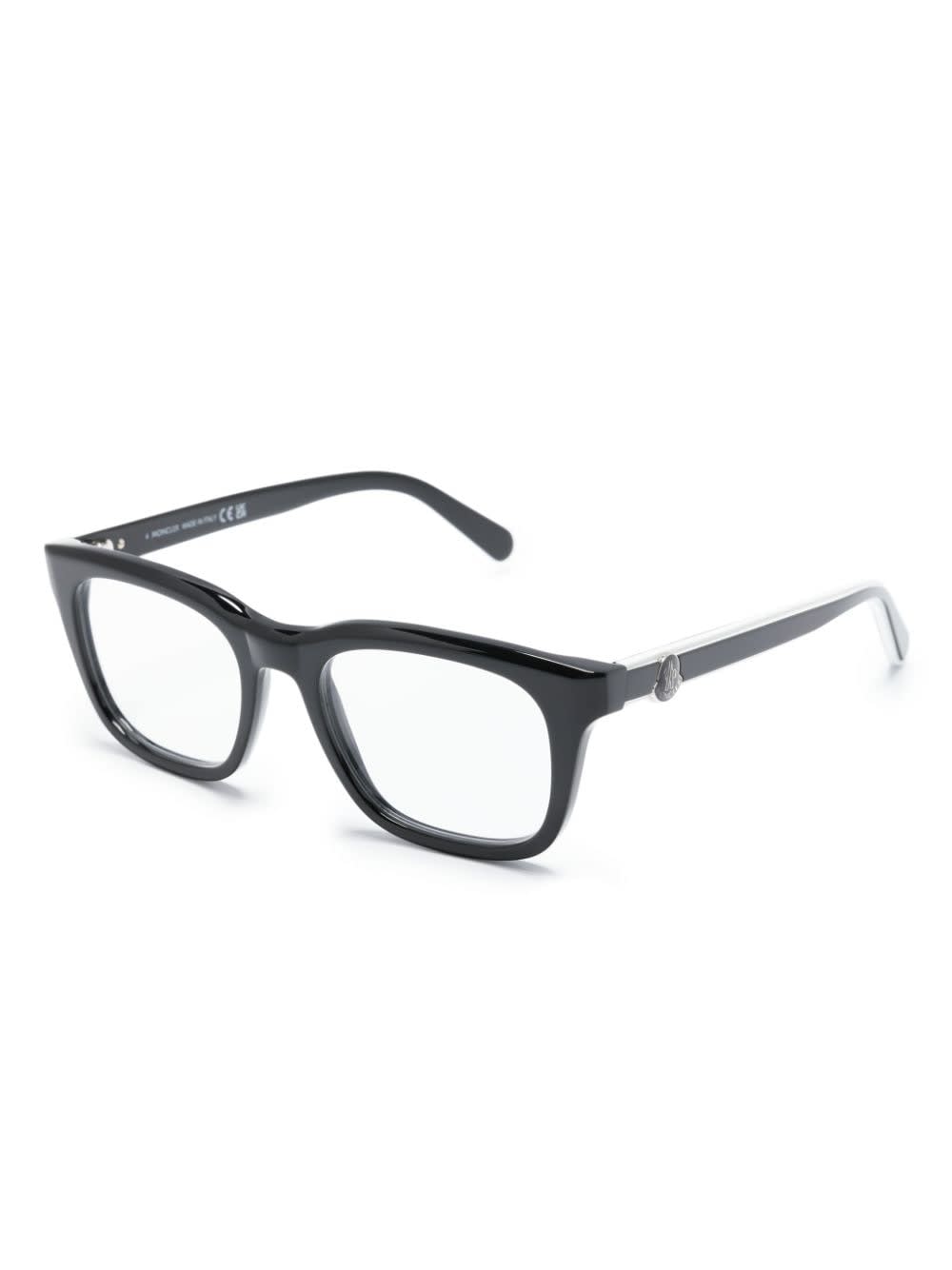 Shop Moncler Two-tone Wayfarer-frame Glasses In 001