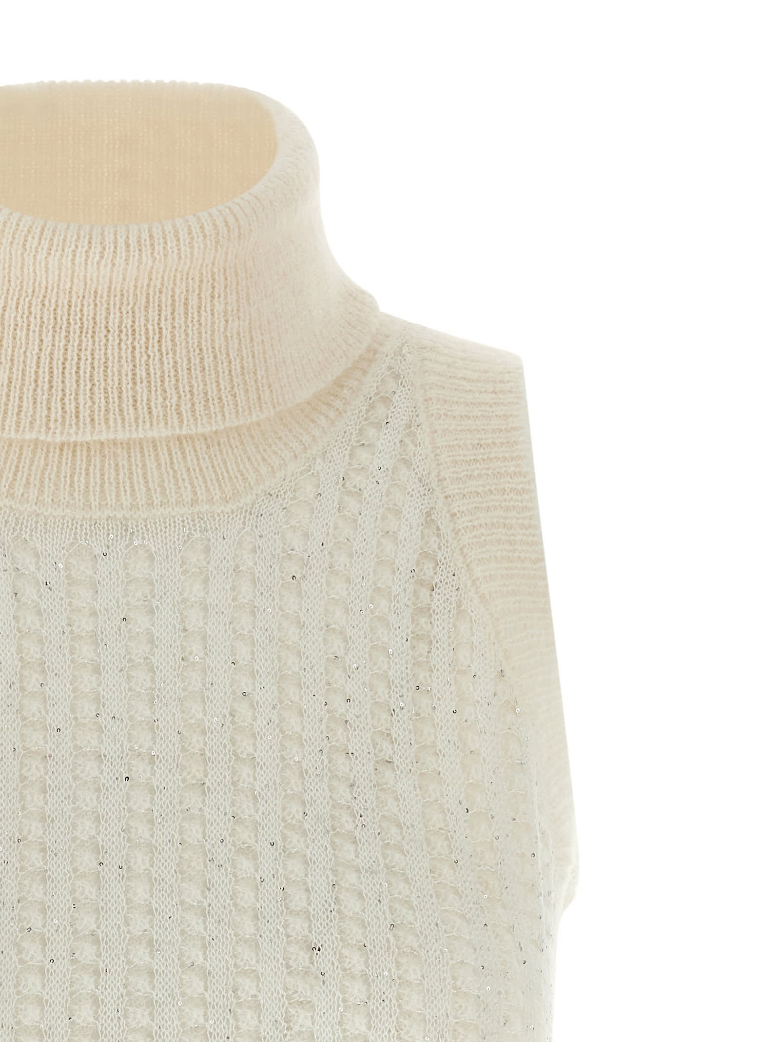 Peserico Turtleneck Sleeveless Knitted Vest In White