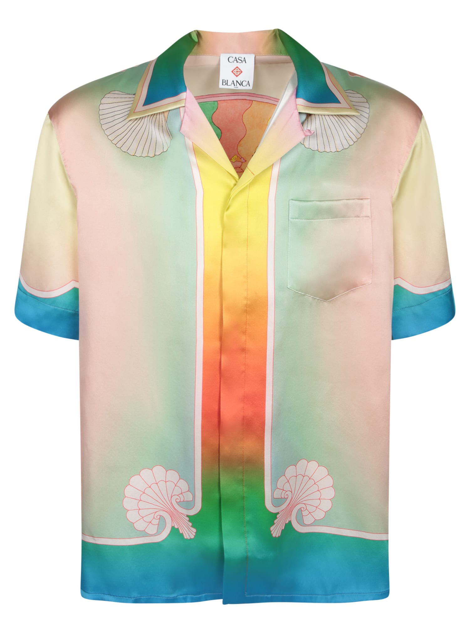 Casablanca Silk Short Sleeve Printed Shirt In Multi