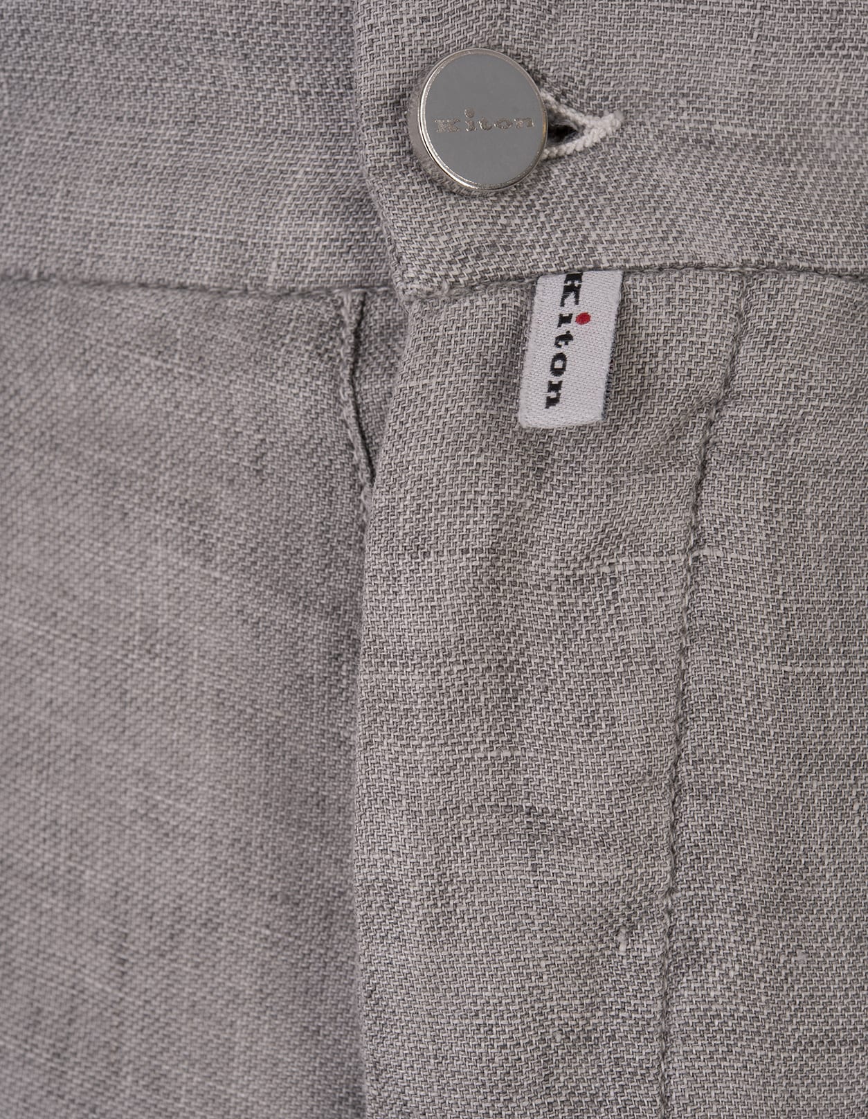 Shop Kiton Grey Linen Trousers With Elasticised Waistband