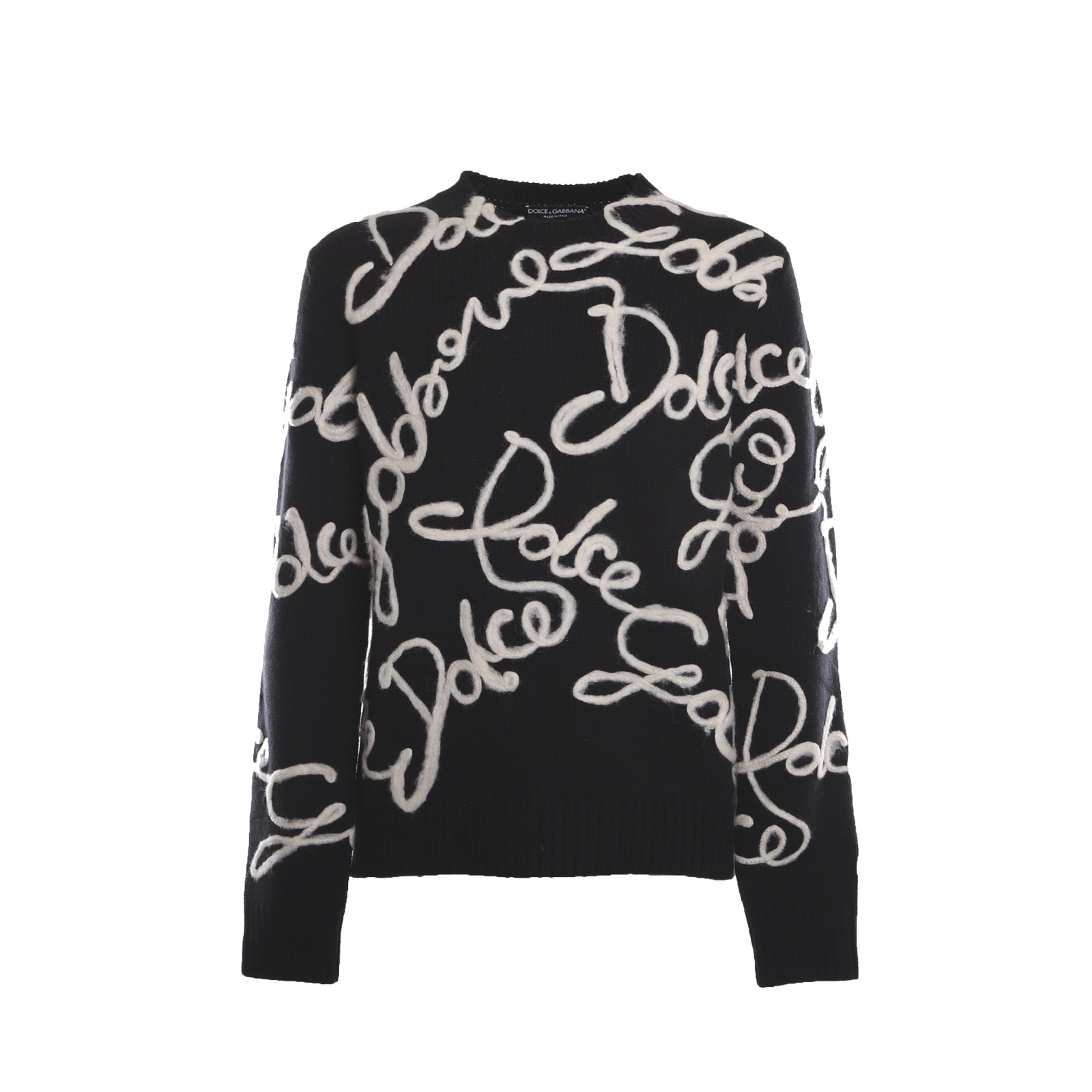 Shop Dolce & Gabbana Wool And Cashmere Logo Sweater In Black