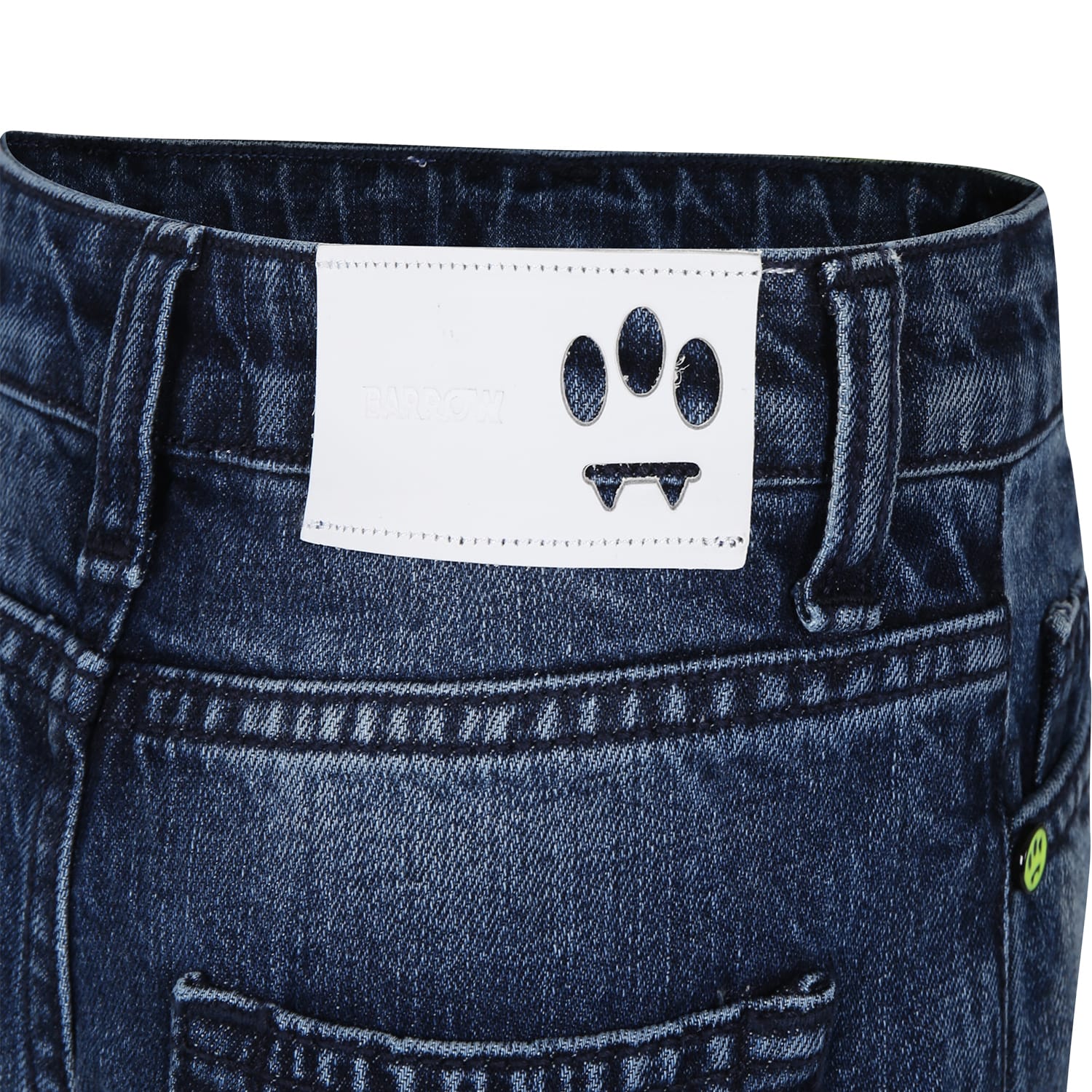 Shop Barrow Jeans For Kids With Rips And Logo In Denim Blue