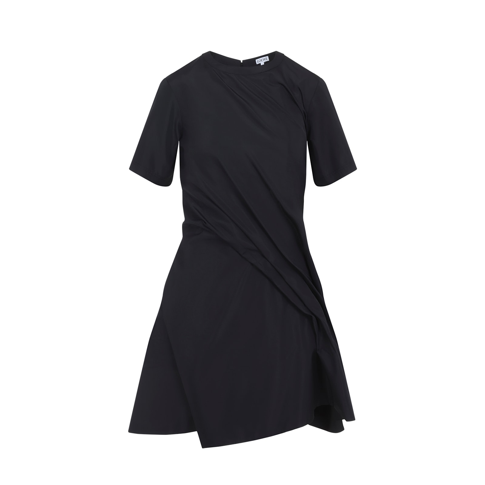 Loewe Mini Dress In Luxurious Polyester-silk Blend In Black