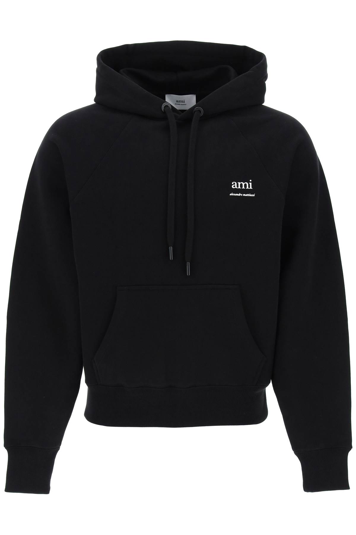 Shop Ami Alexandre Mattiussi Organic Cotton Hoodie With Hood In Noir (grey)