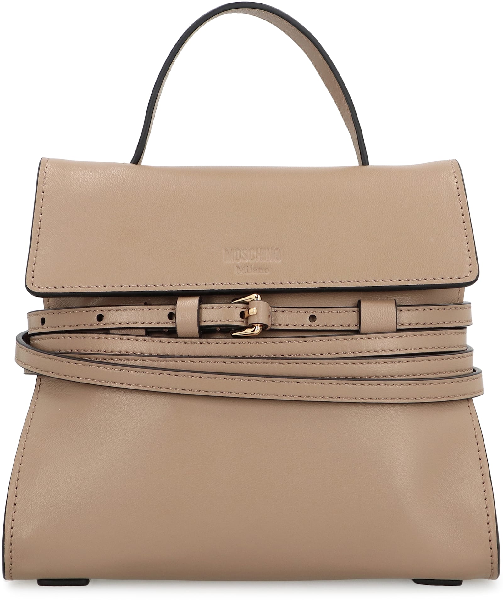 Moschino Tie Me Small Leather Handbag In Nude