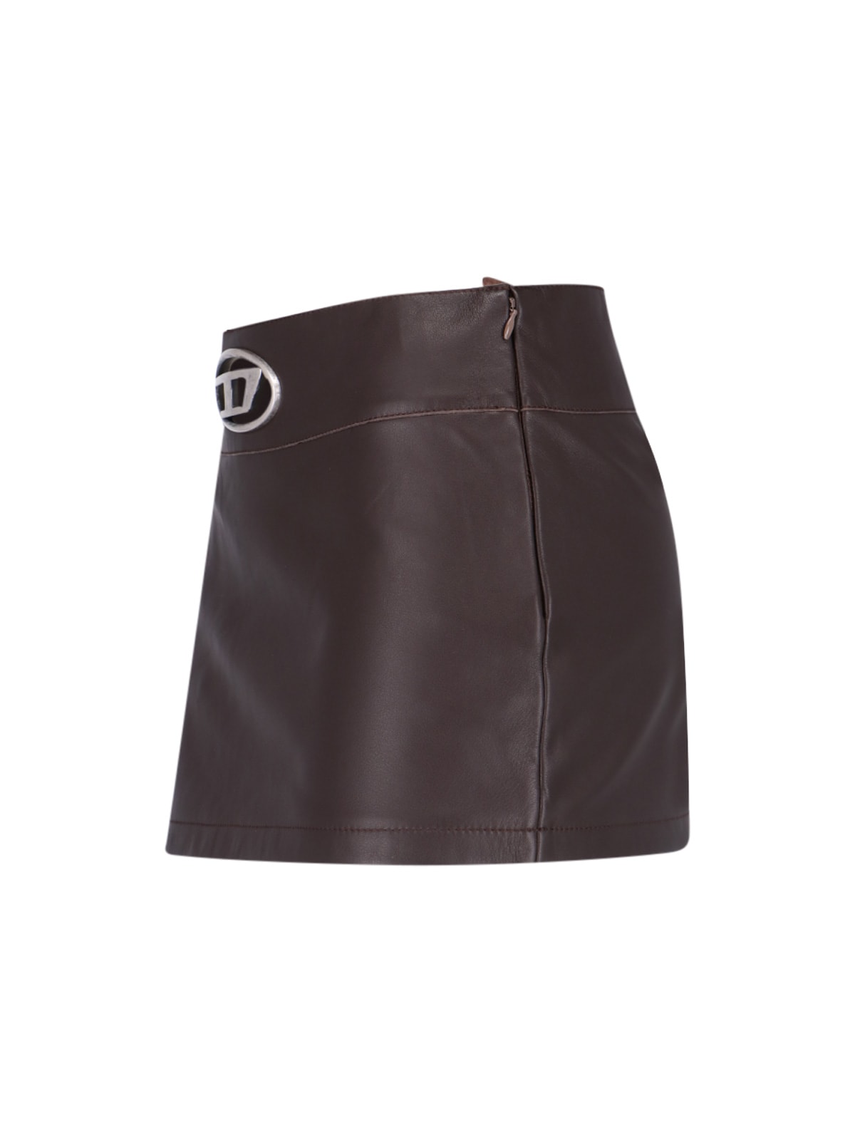 Shop Diesel L-dixy Logo Mini Skirt In Brown