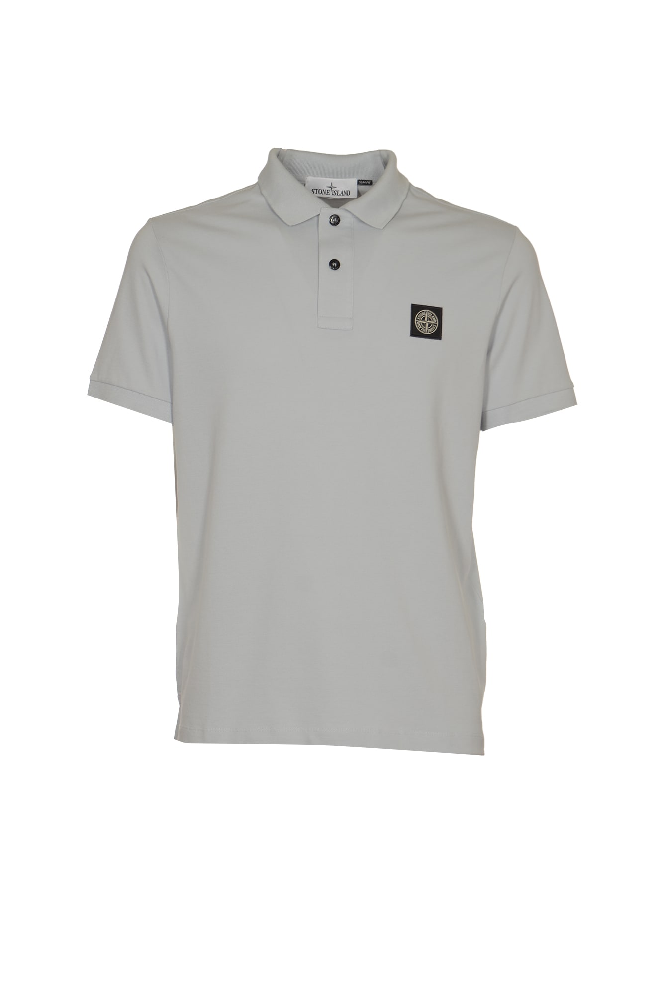 Stone Island Slim Fit Organic Cotton Piqué Polo With Compass Patch In Sky Blue