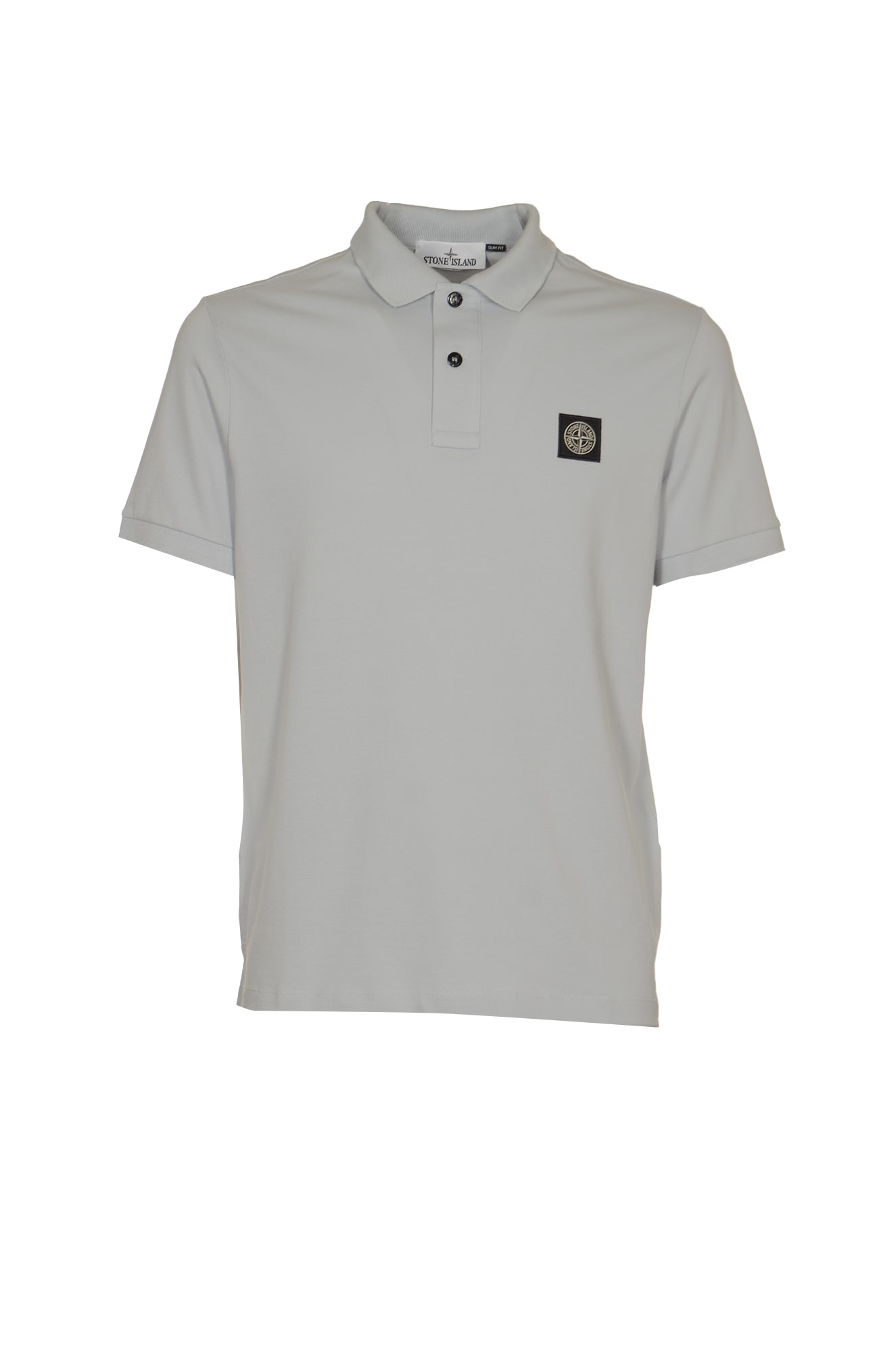 Stone Island Logo Patch Polo Shirt In Sky Blue