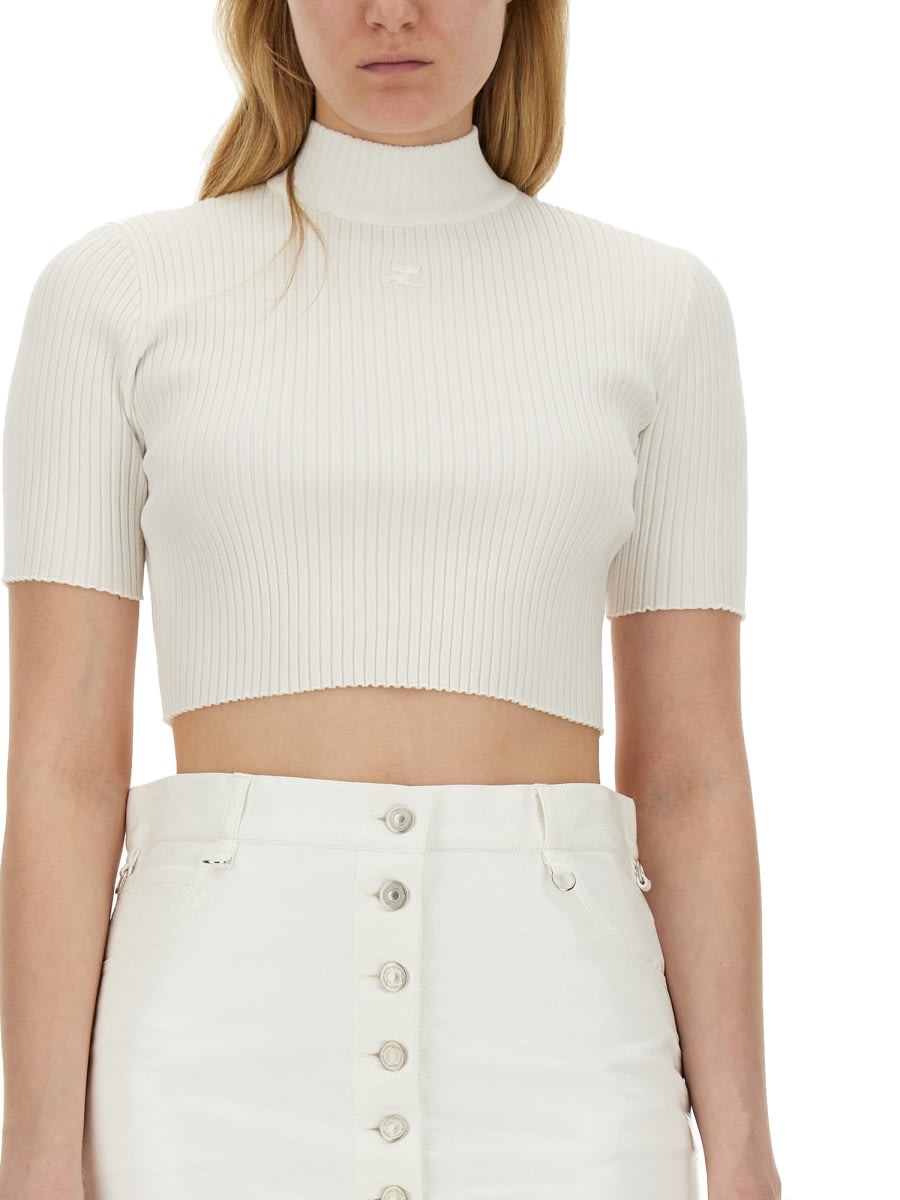 Shop Courrèges Top Cropped In White