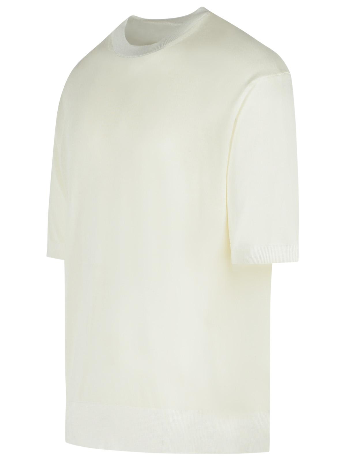 Laneus Cotton Sweater Short Sleeves In Cream