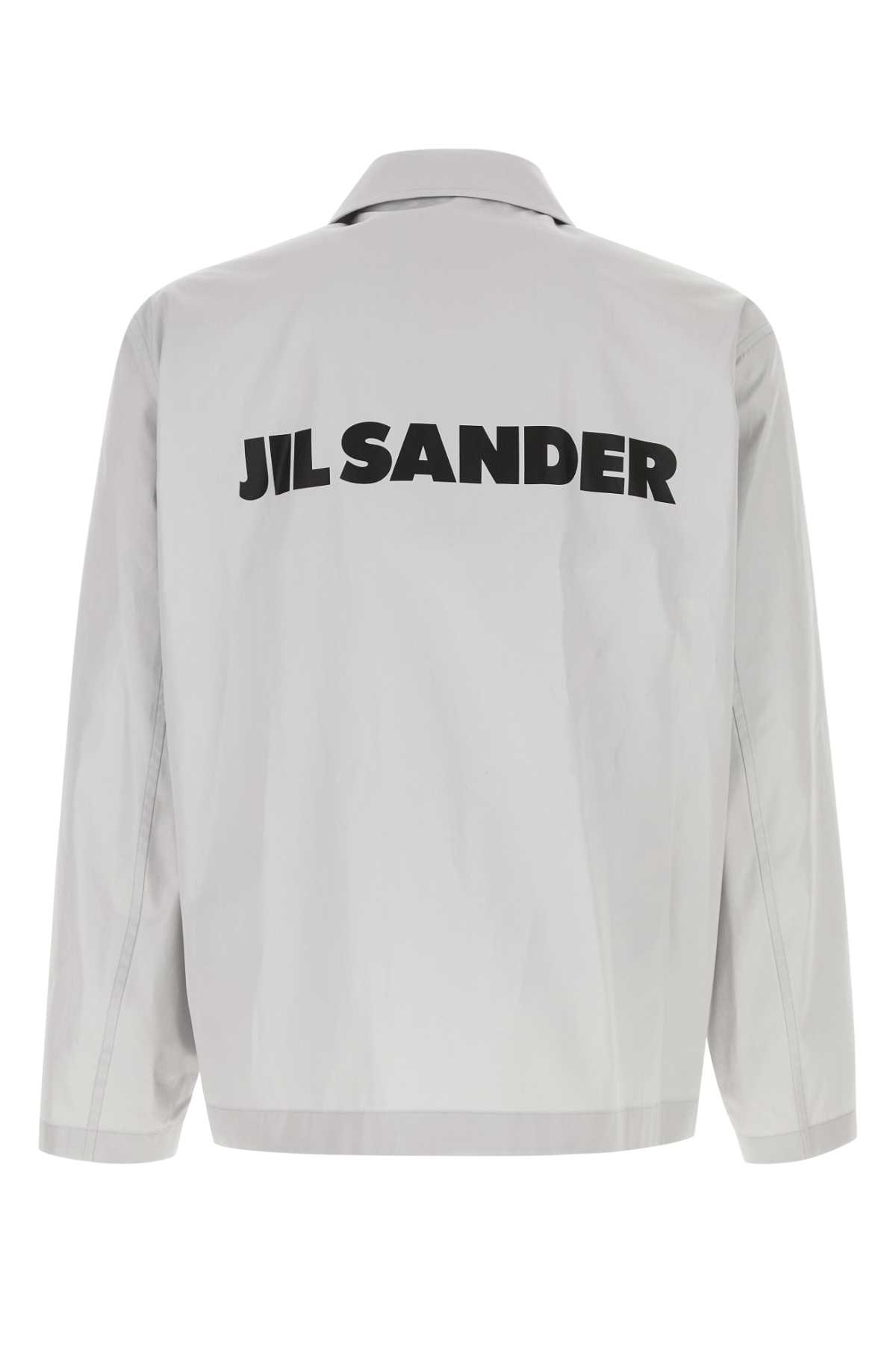 Jil Sander Light Grey Cotton Windbreaker In Gray