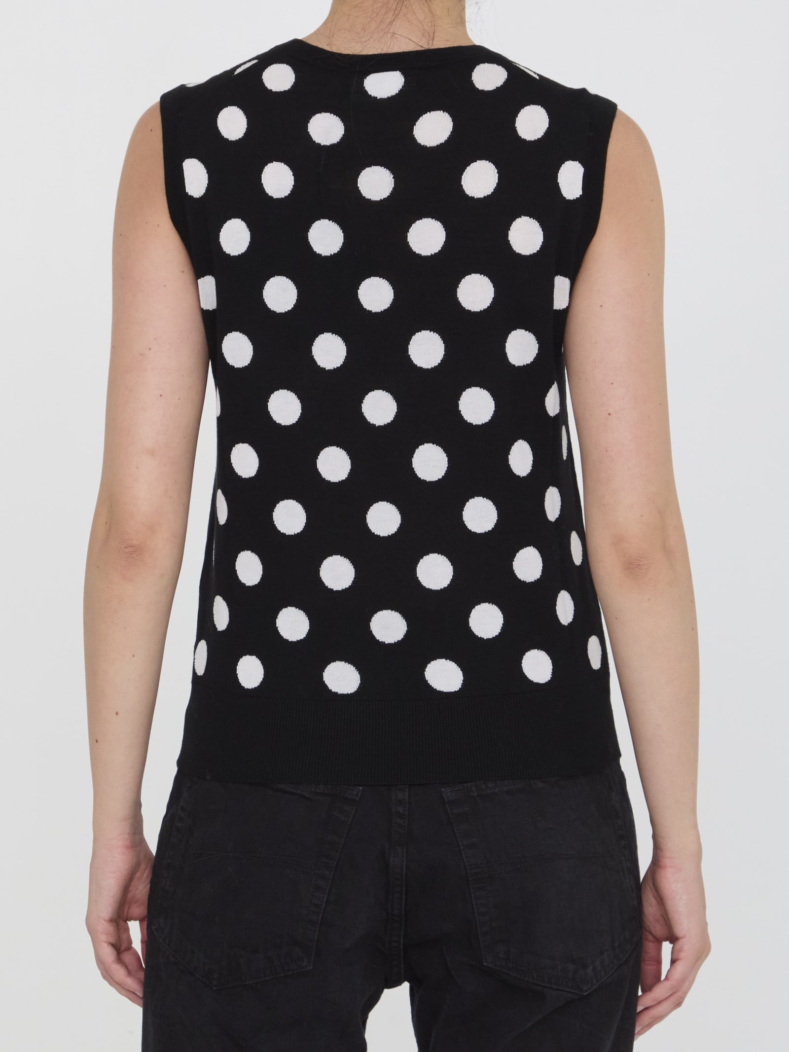 Shop Dolce & Gabbana Top With Polka-dot Motif In Black