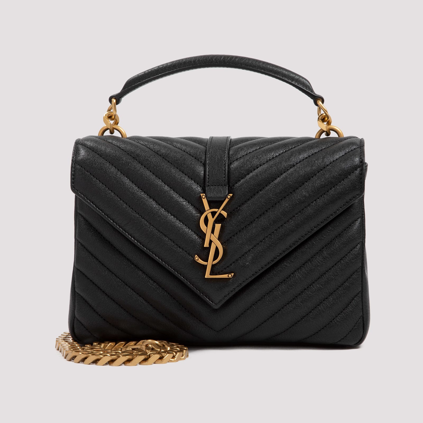 Saint Laurent Medium College Leather Crossbody Bag In Black