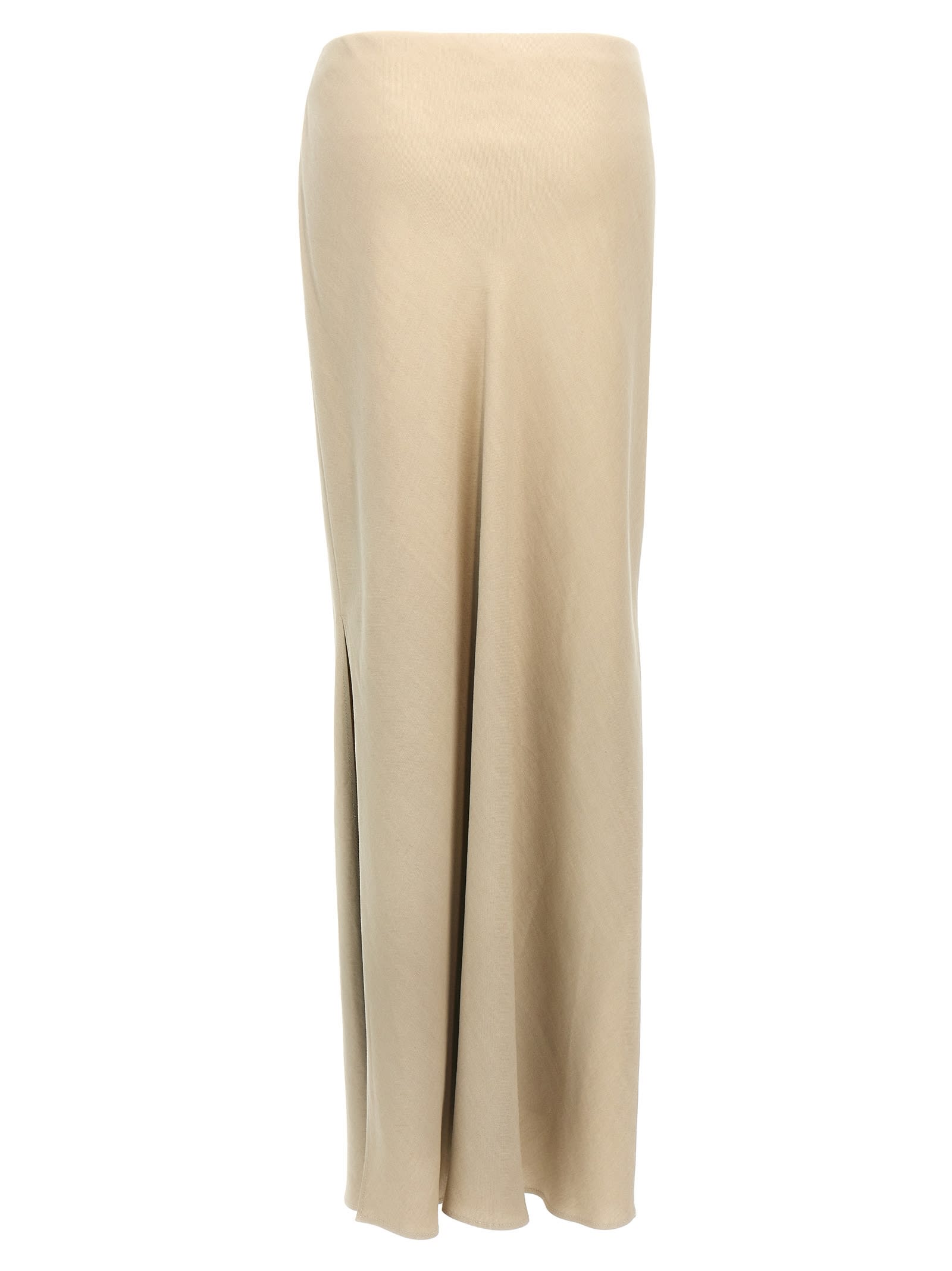 Brunello Cucinelli Slit Skirt In Beige