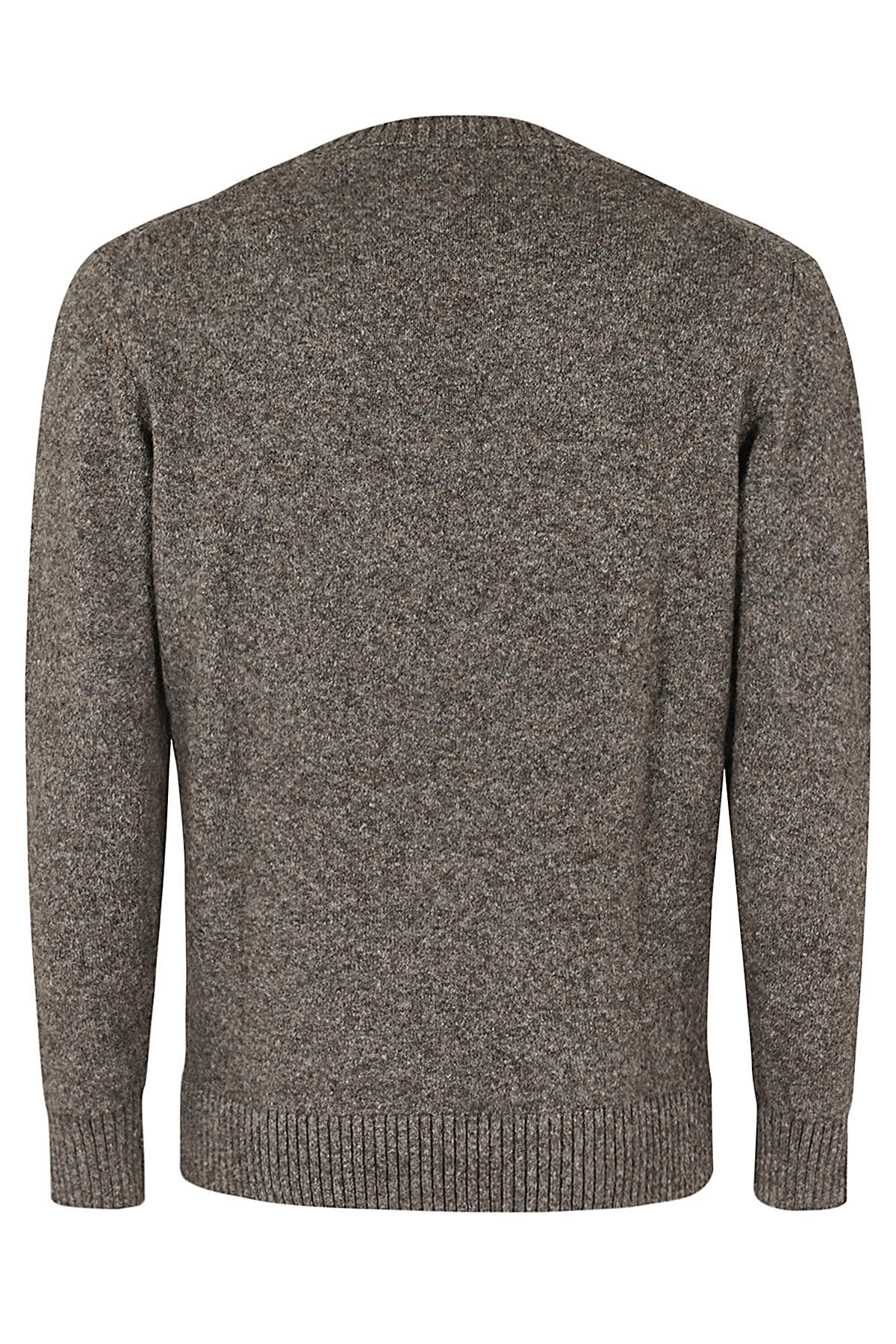 Kangra Cashmere Kangra Classic Round Neck Sweater With Ribbed Trim In Moro