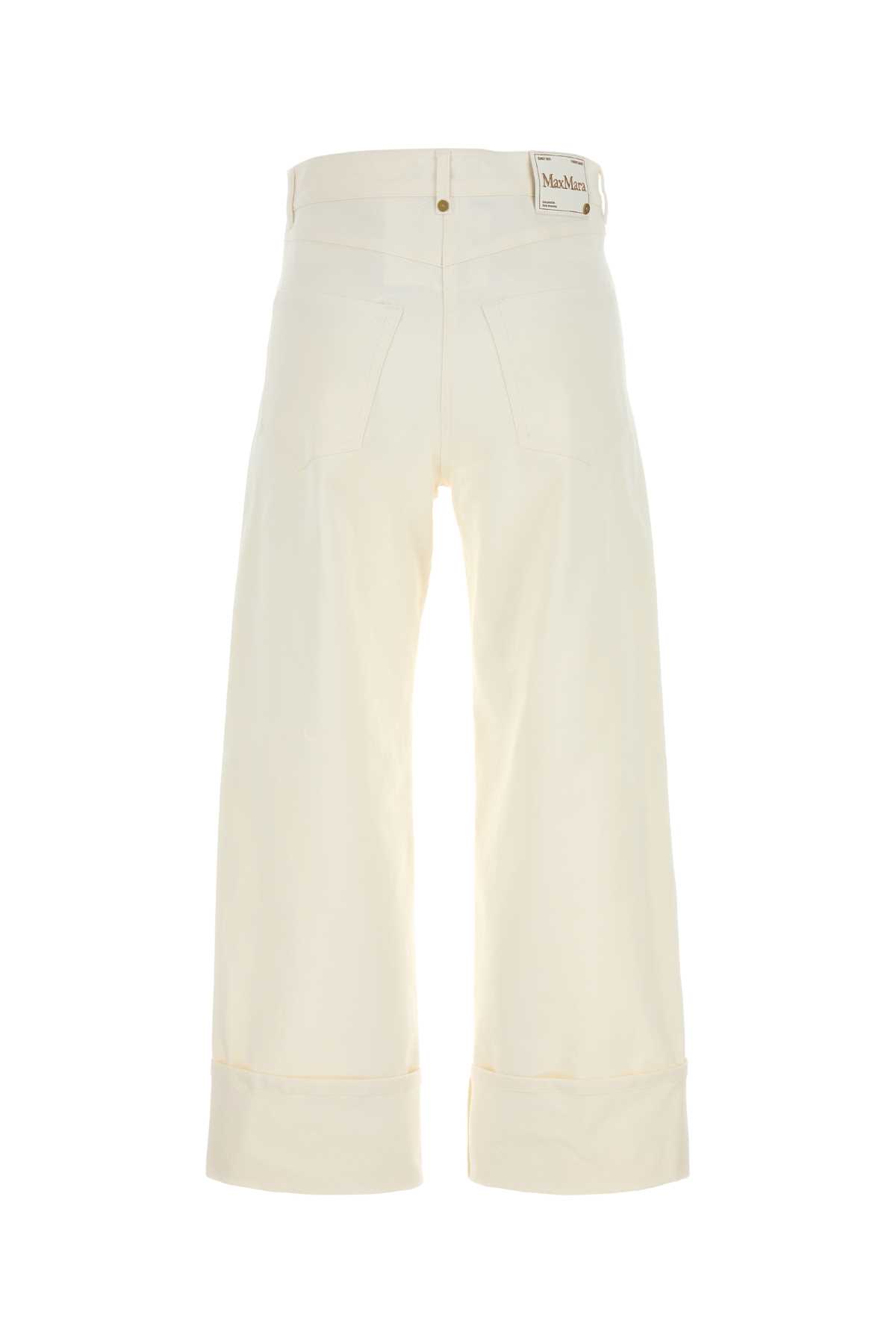 S Max Mara White Stretch Denim Cervia Jeans In White
