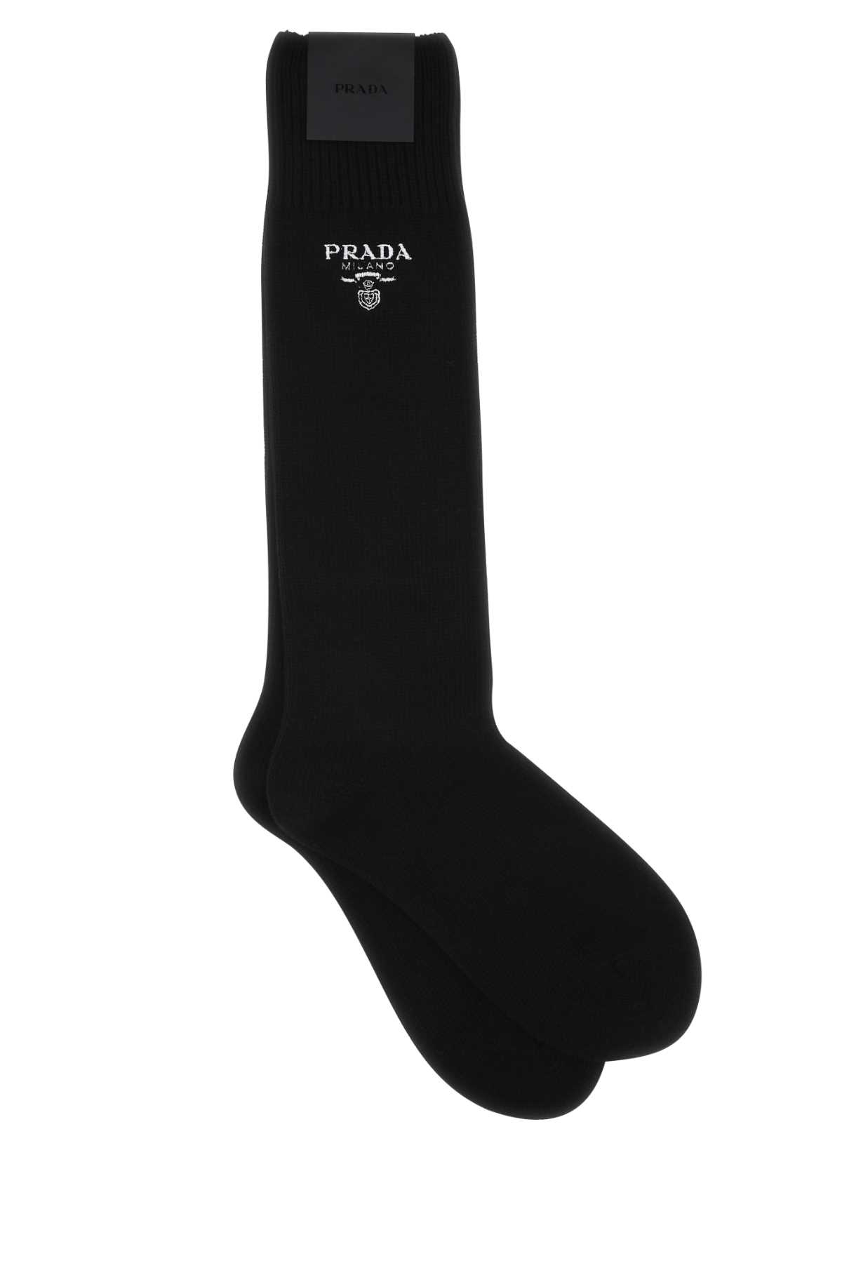 Shop Prada Black Virgin Wool Blend Socks In Nero
