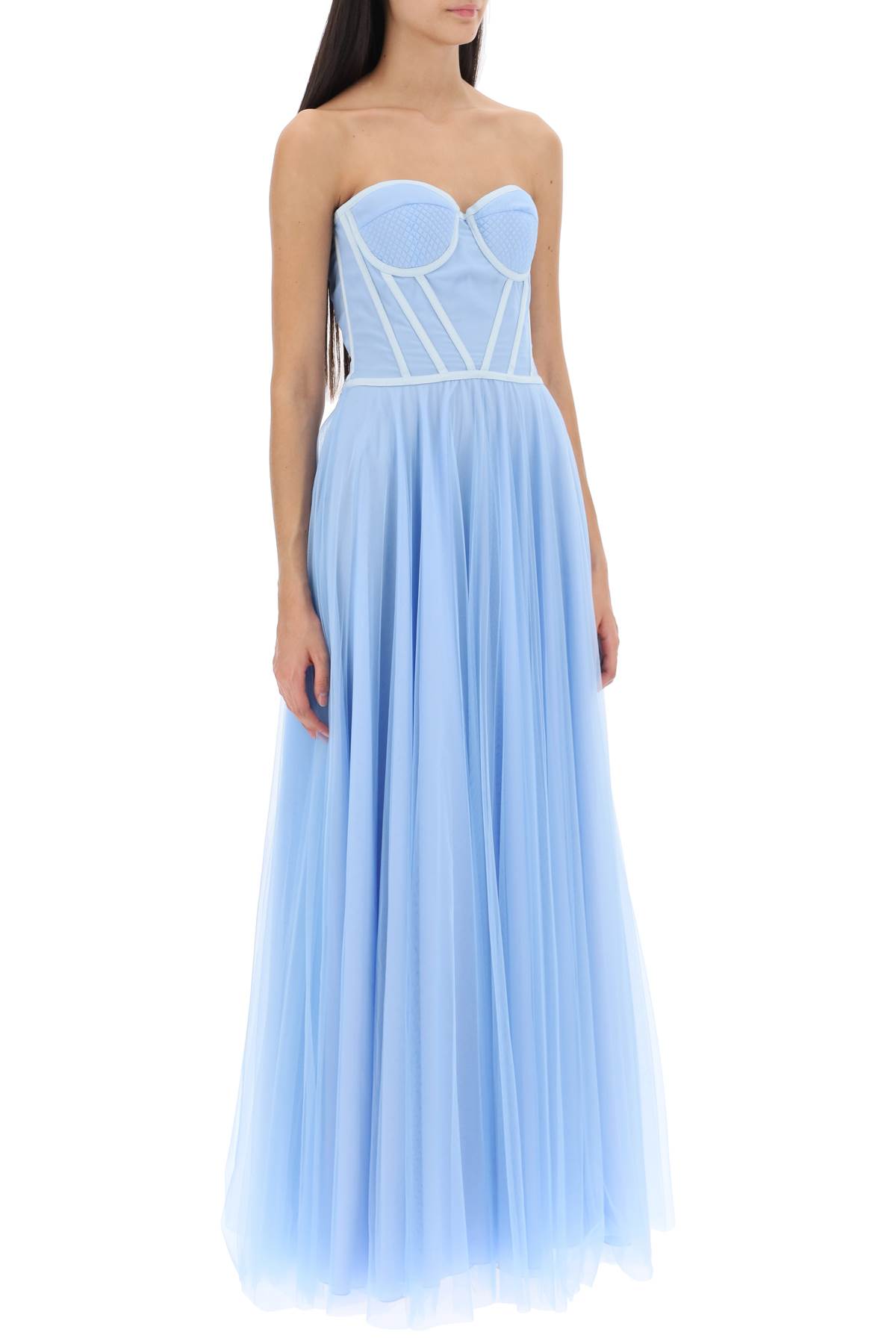 Shop 19:13 Dresscode Maxi Tulle Bustier Gown In Sky (light Blue)