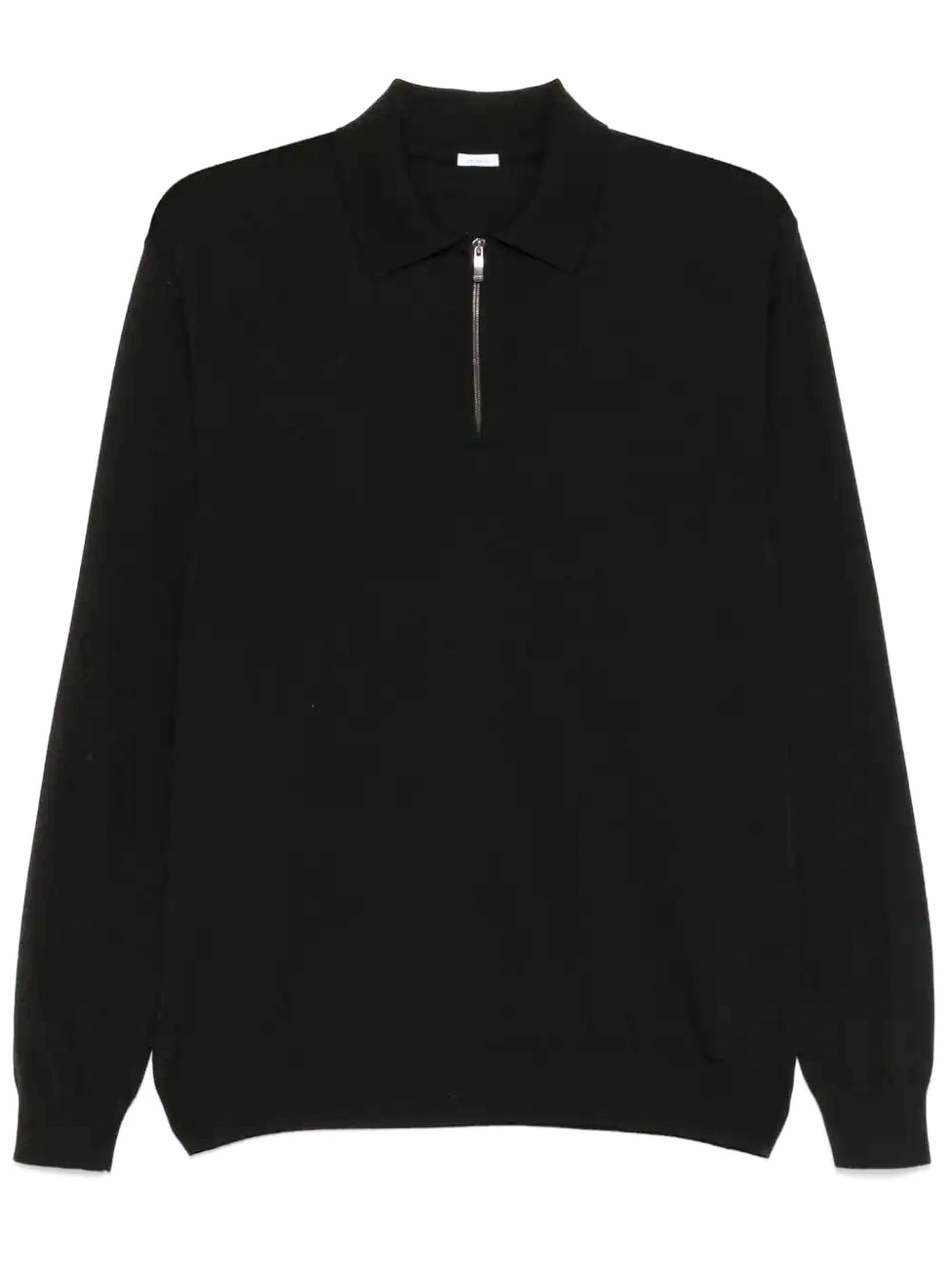 Malo Black Virgin Wool Polo Shirt