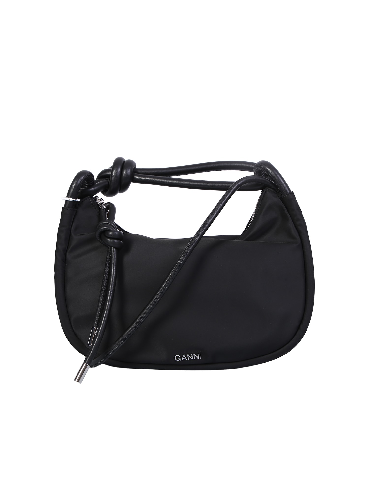 Ganni Knotted Top Handle Bag In Black | ModeSens