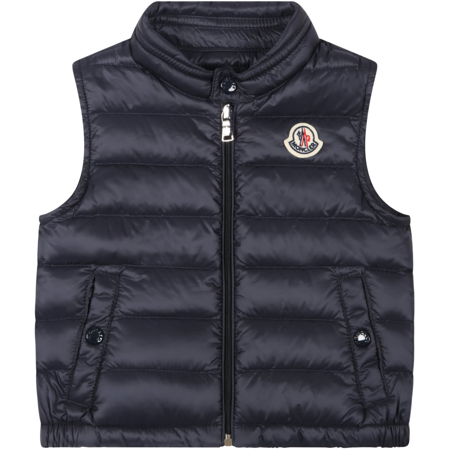 Moncler Blue Vest new-amaury For For Baby Boy With Patch Logo