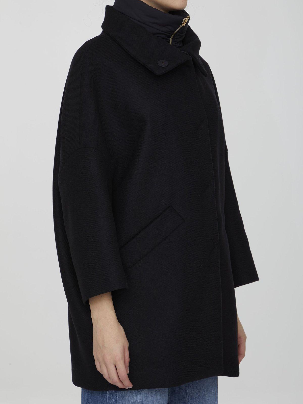 Shop Herno Snap-buttoned High Neck Jacket In Nero