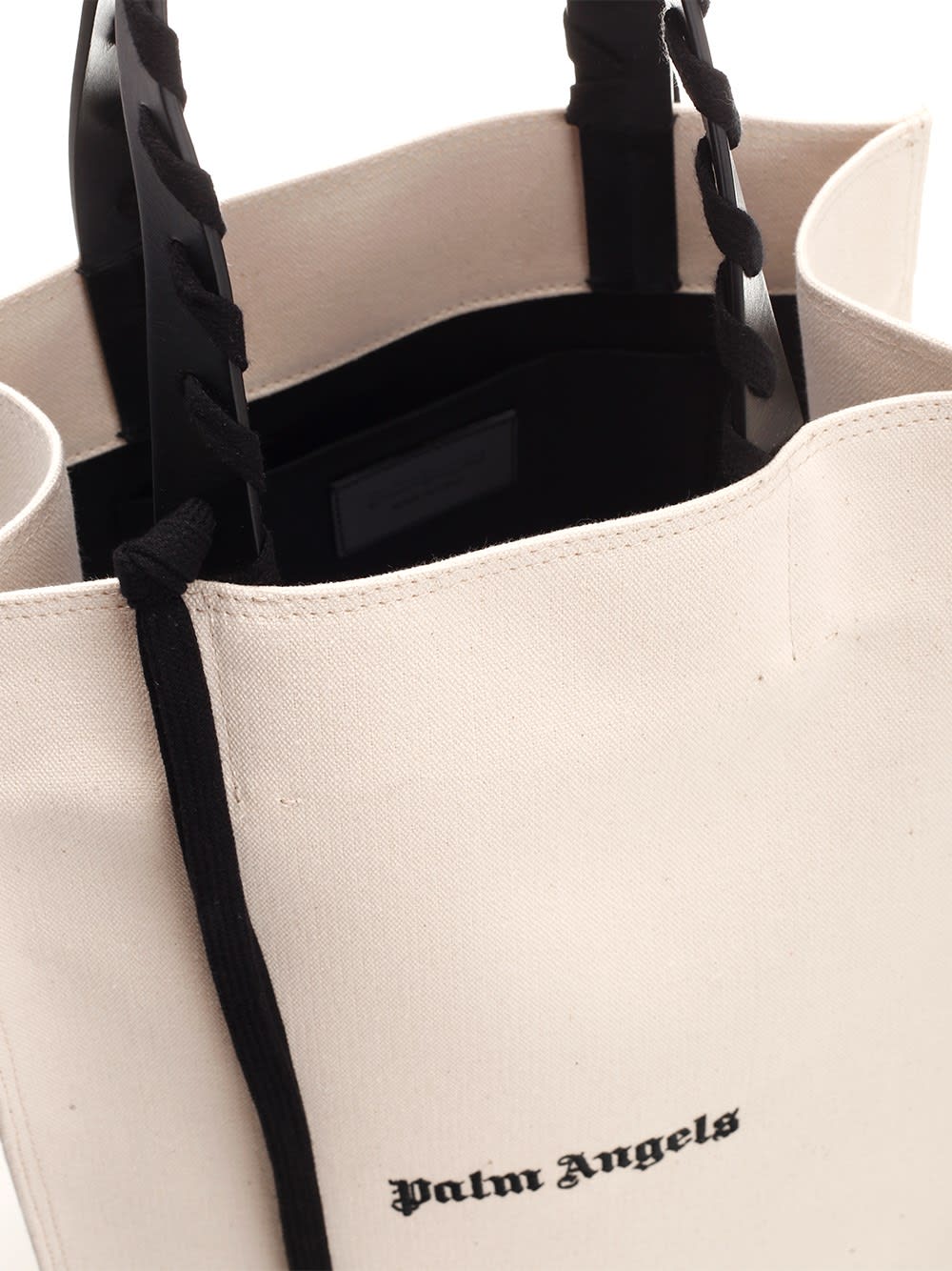 Palm Angels Cotton Canvas Tote Bag In Naturalbl