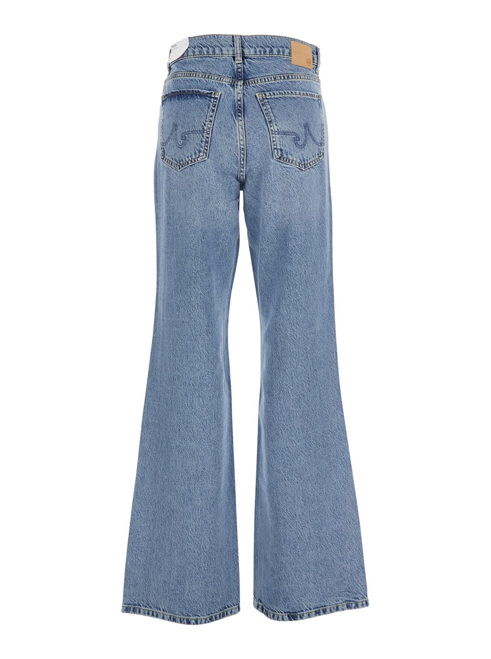AG PADUA BLUE FLARED JEANS WITH LOGO PATCH ON THE REAR IN DENIM WOMAN
