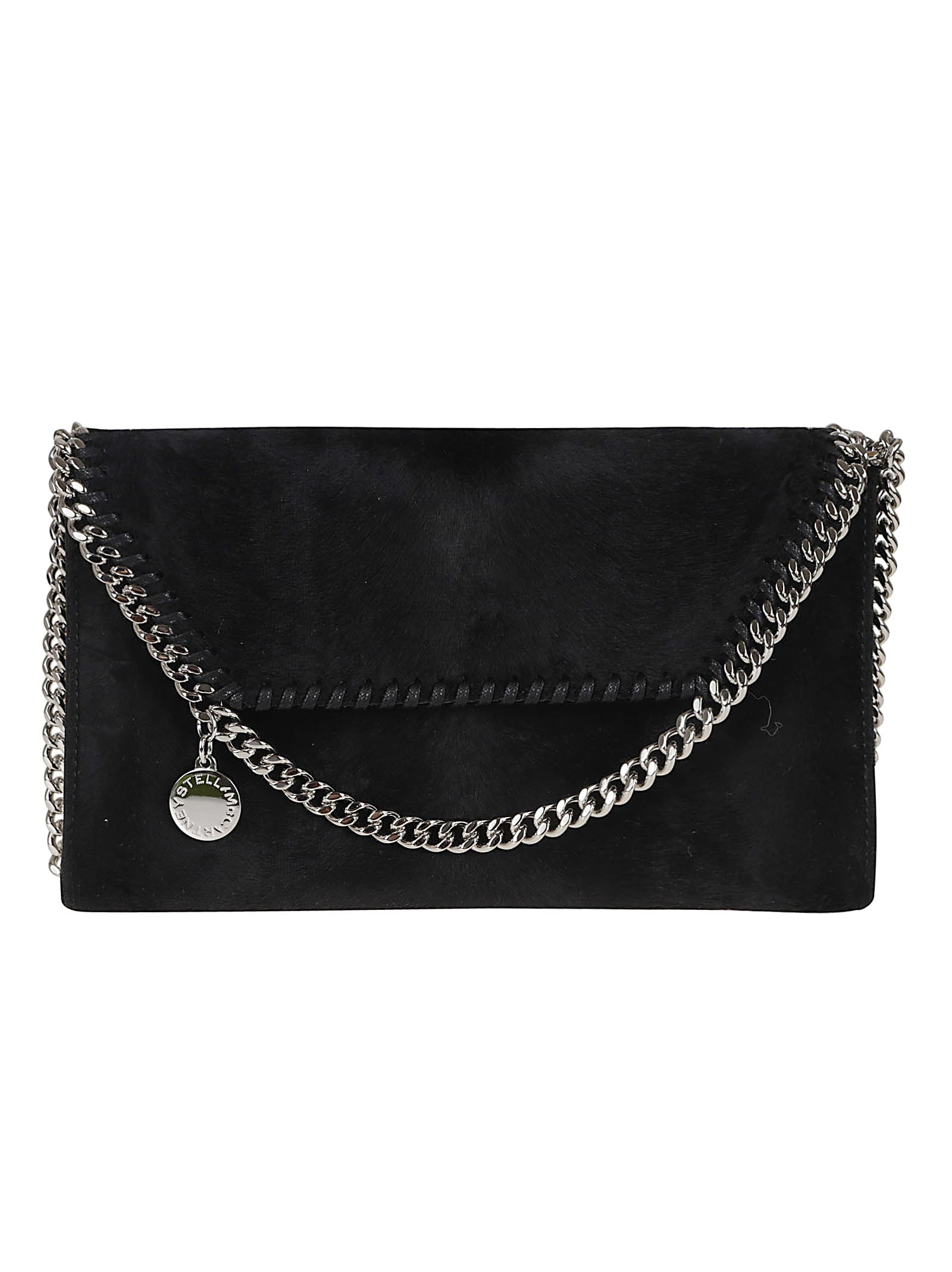 Stella Mccartney Falabella Wallet W/ Chain Bag Brushed Velvet In Black
