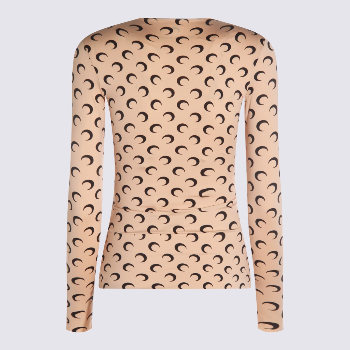 Marine Serre Beige Crewneck T-shirt With All-over Crescent Moon Print In Neutral
