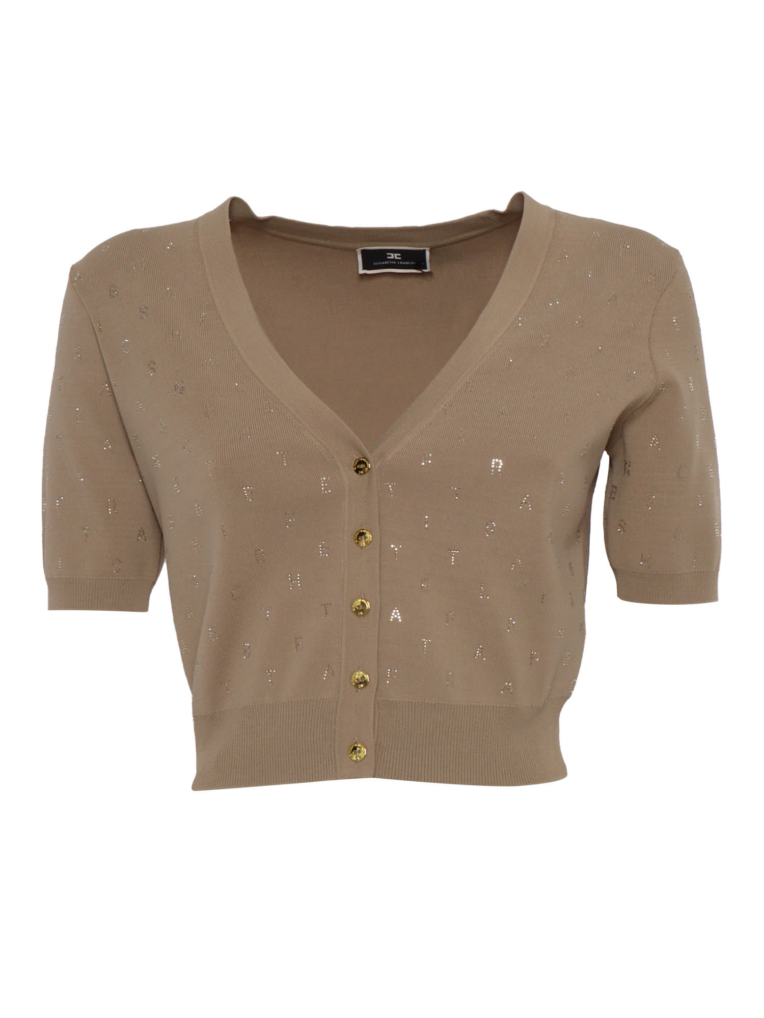 Shop Elisabetta Franchi Brown Cropped Sweater