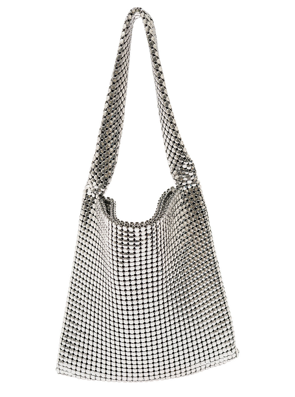 Shop Rabanne Pixel Silver-tone Tote Bag In Metallic Mesh Woman