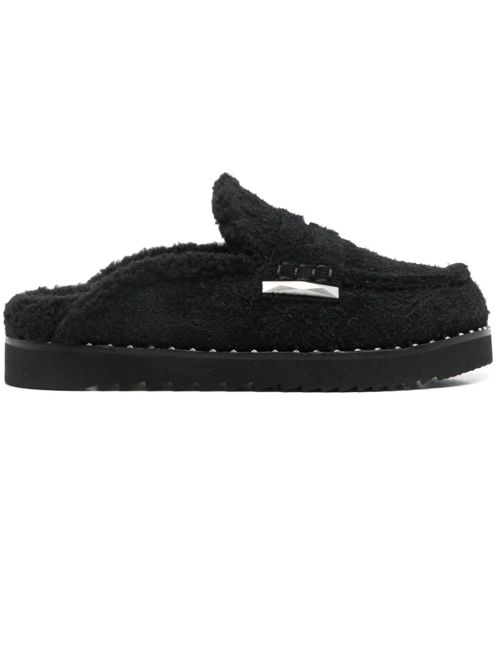 Black Suede Genda Slippers