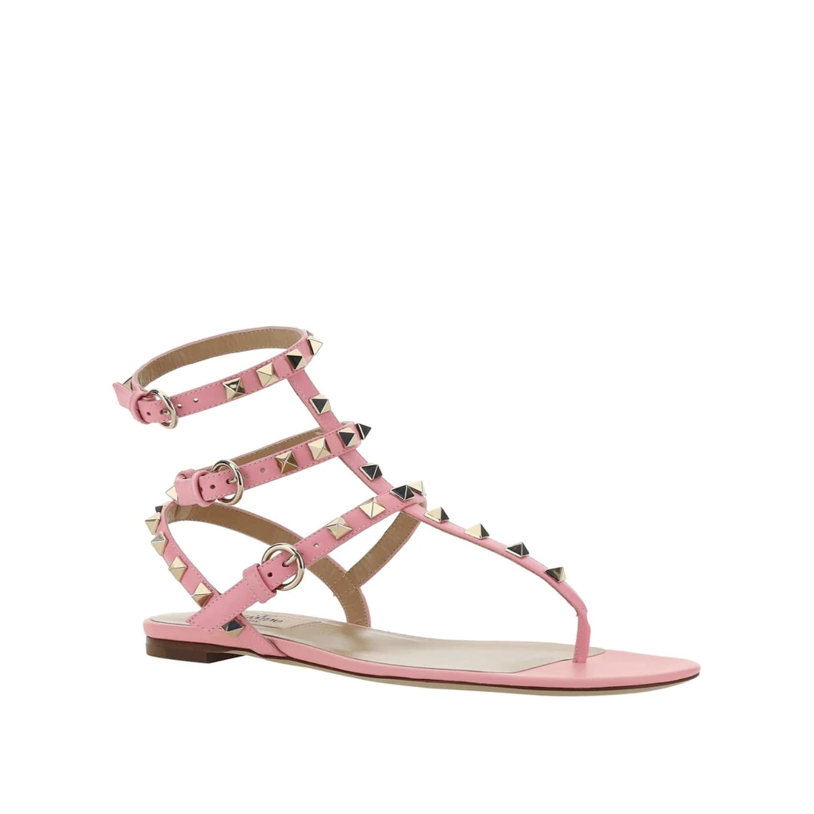 Shop Valentino Garavani Rockstud Flip-flop Sandals In Pink