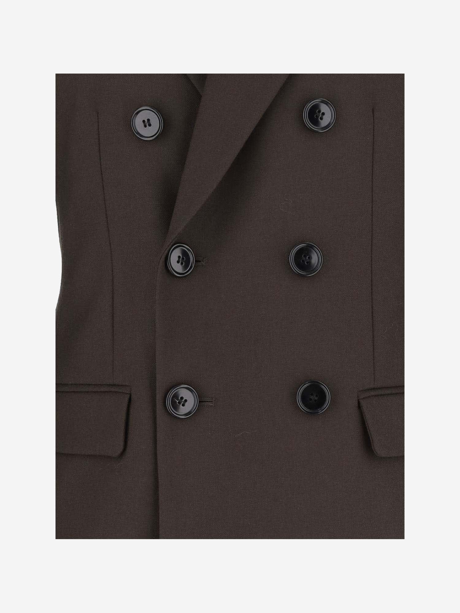 Shop Ami Alexandre Mattiussi Double-breasted Wool Jacket In Brown