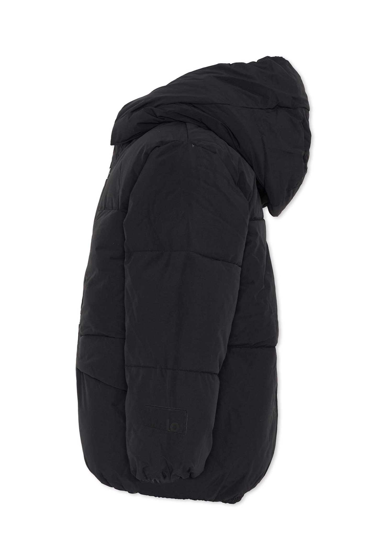 Molo Black Down Jacket For Kids With Logo In Blue
